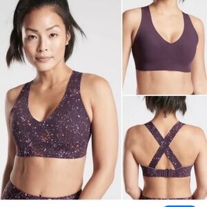 Athleta Crossover Sports Bra Purple Speck Spatter Size Medium
